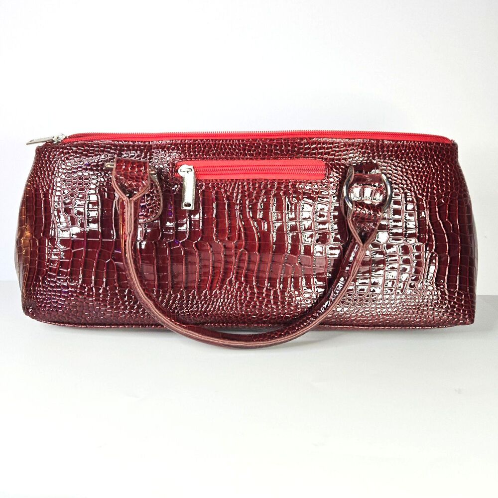 PRIMEWARE Cooler Purse For Drinks WineRed ShoulderBag Embossed Croc Design NWOT